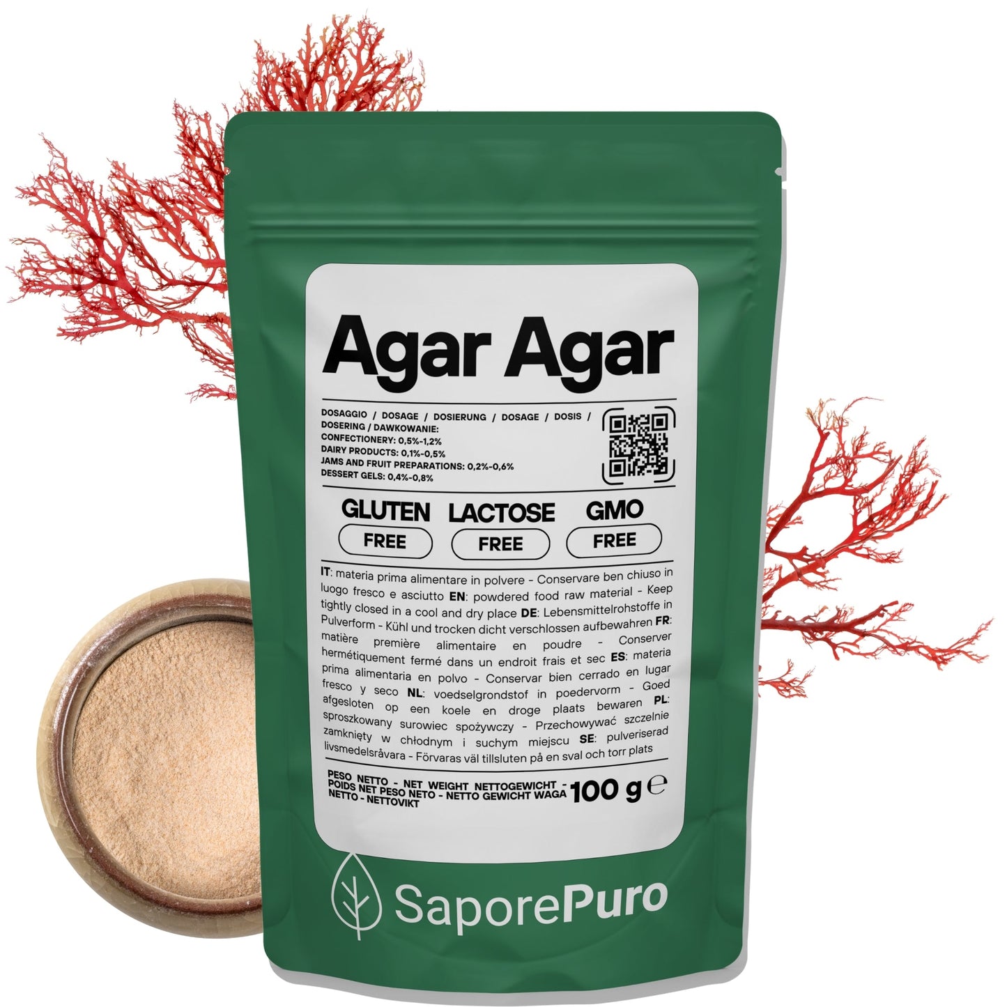 Agar Agar - E406 - Gelificante Naturale - Origine ITALIA - GelatoStore