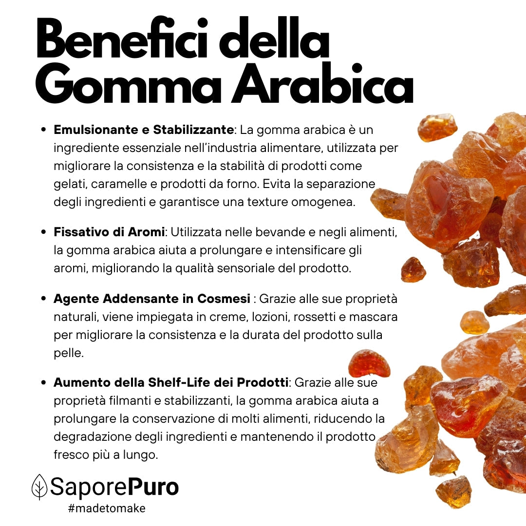 Gomma arabica in polvere - (E414) - Confezionato in Italia - GelatoStore