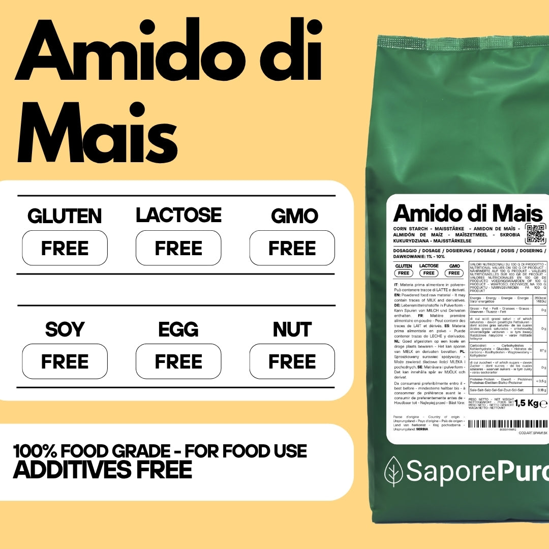 Amido di mais Nativo - Addensante potente, naturale e funzionale- Gluten Free - GelatoStore