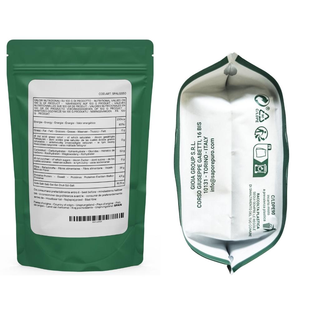 Sodium alginate powder for molecular spherification, natural gelling agent, used in cooking and baking by SaporePuro.