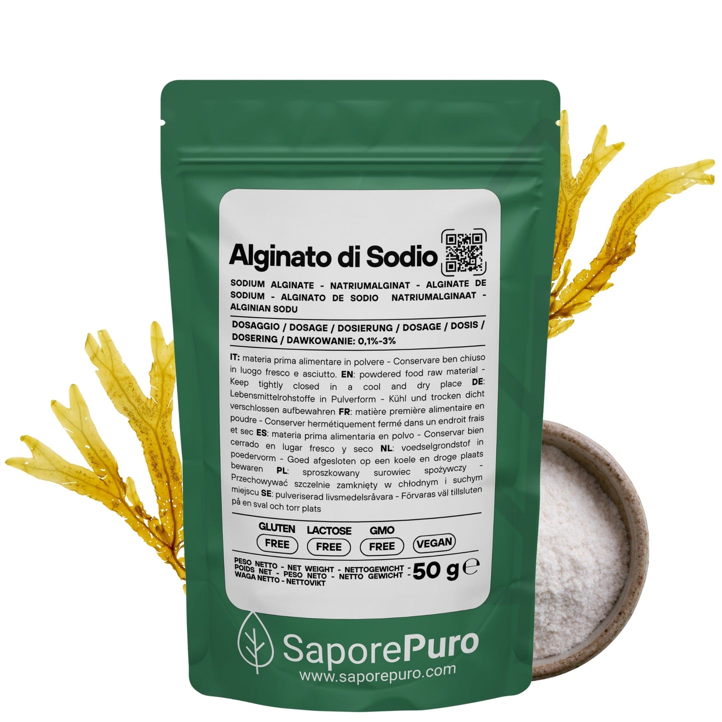 Alginato di Sodio - Sferificazione Molecolare - Gelificante Naturale E401 - GelatoStore