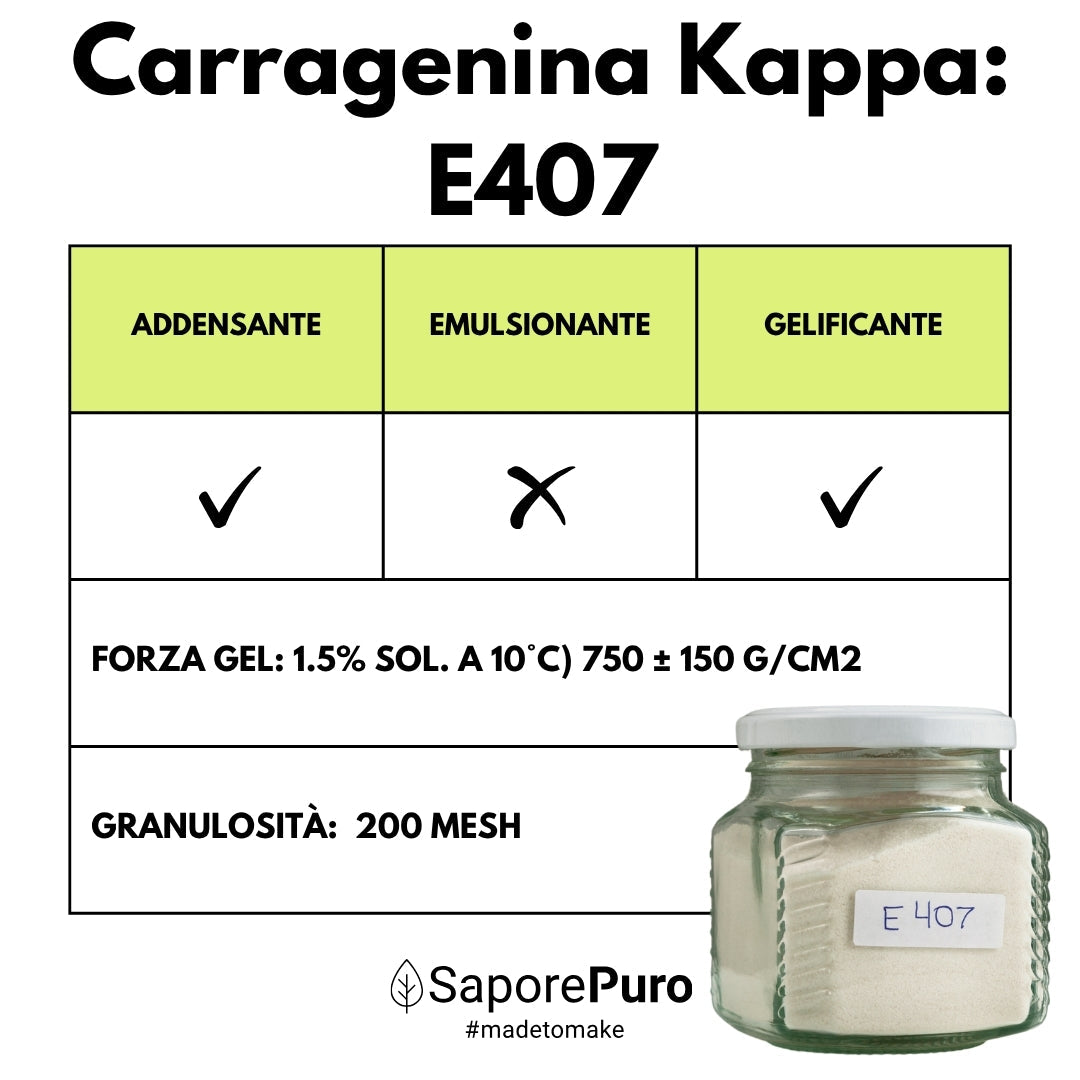 Carragenina Kappa (E407) - Confezionato in Italia - GelatoStore