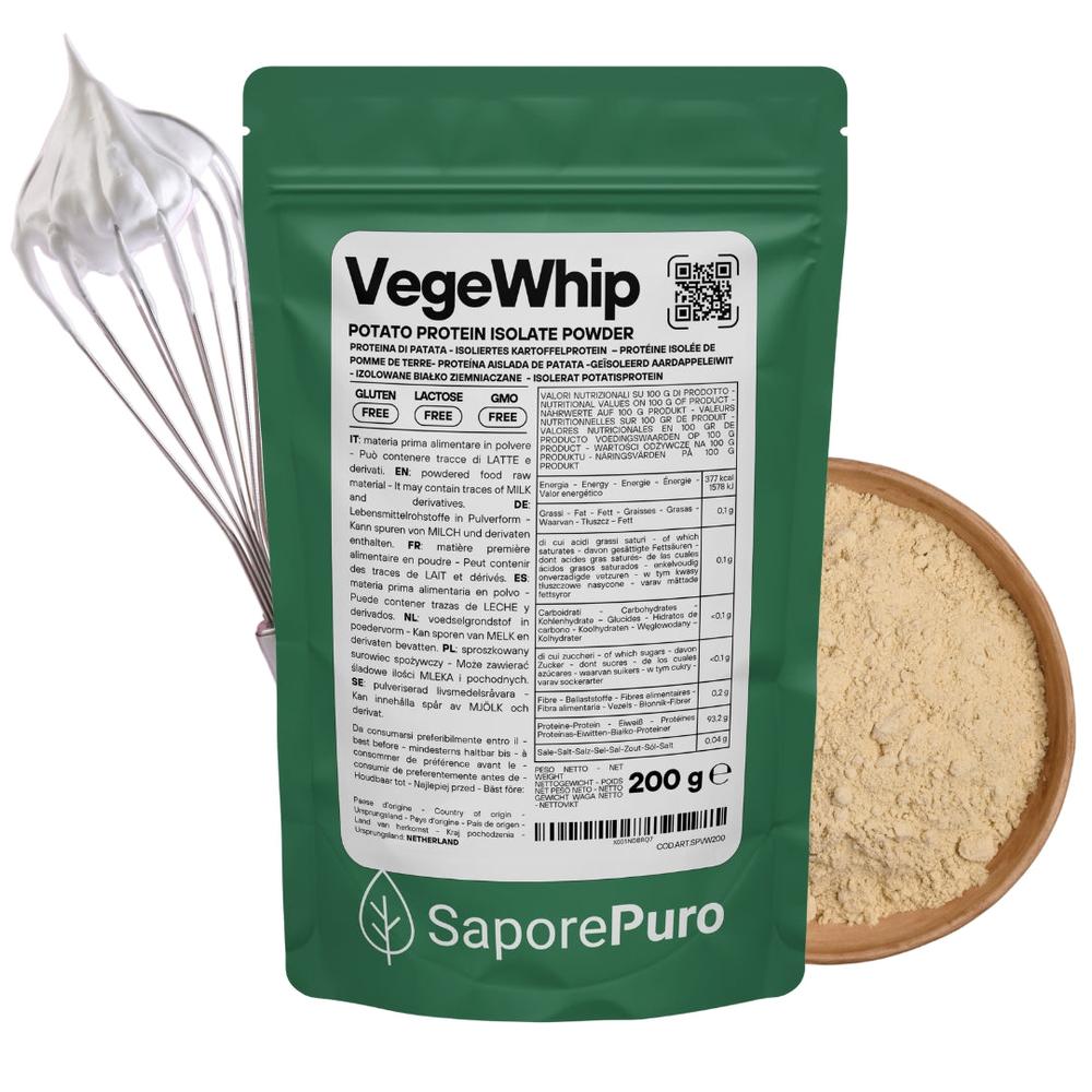 SaporePuro Vegane Proteine di Patata isolate in polvere, plant-based vegan egg alternative for baking and cooking.