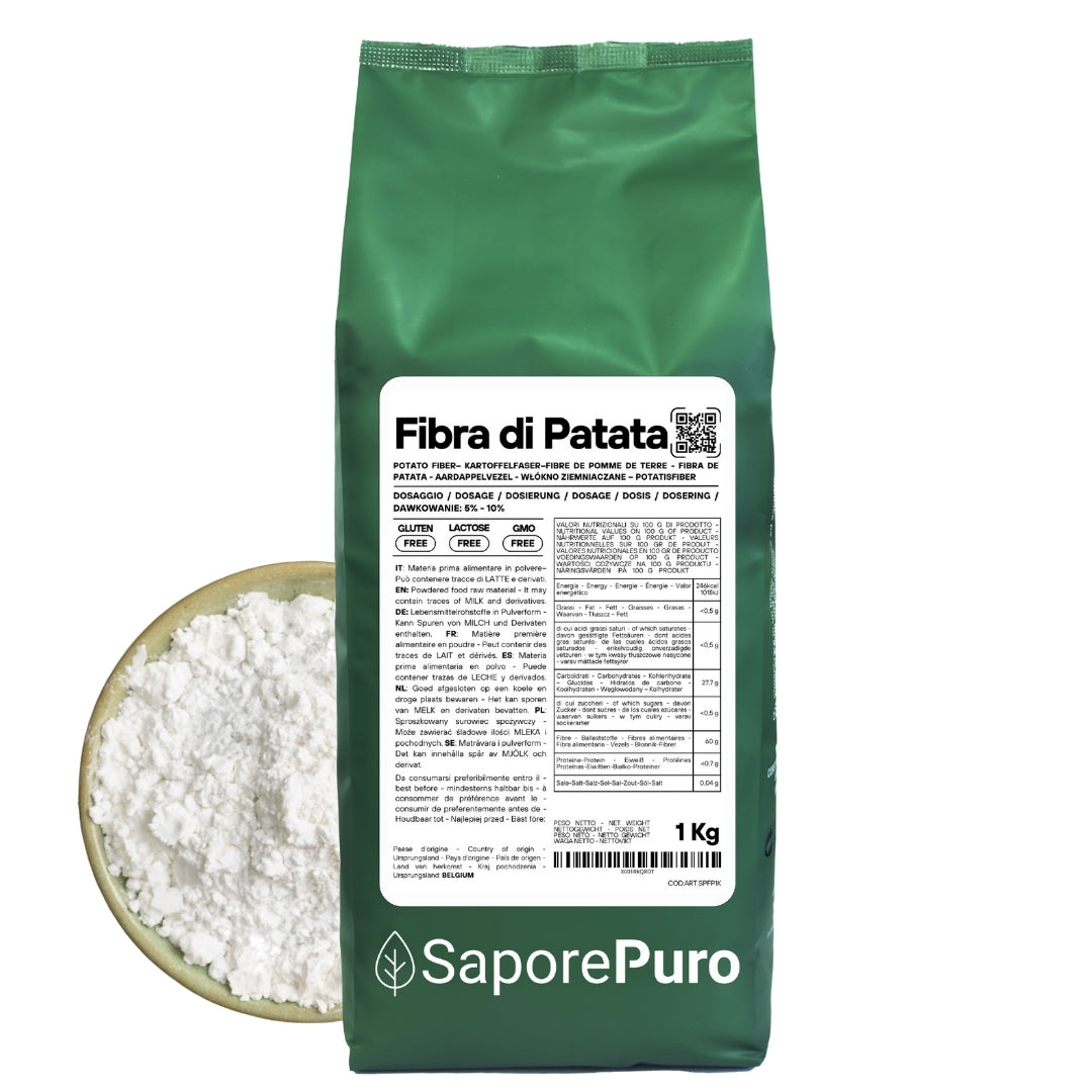 Fibra di Patata - 1kg - Gluten Free - Origine Belgio- ideale per panificazione e prodotti da forno - SaporePuro