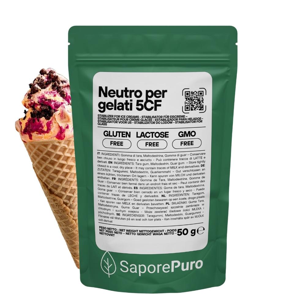 Neutro per gelato 5CF stabilizzante per gelati di SaporePuro, ingrediente italiano per cucina e forno, in confezione da 5 kg.