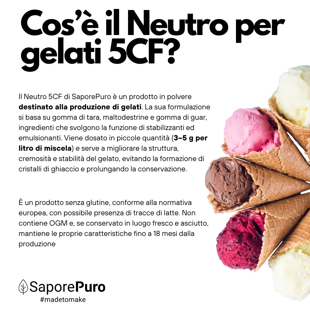 Neutro per gelato 5CF - Stabilizzante per Gelati MADE IN ITALY - Impiego a caldo e fredd - GelatoStore