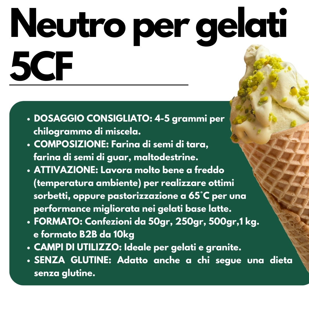 Neutro per gelato 5CF - Stabilizzante per Gelati MADE IN ITALY - Impiego a caldo e fredd - GelatoStore