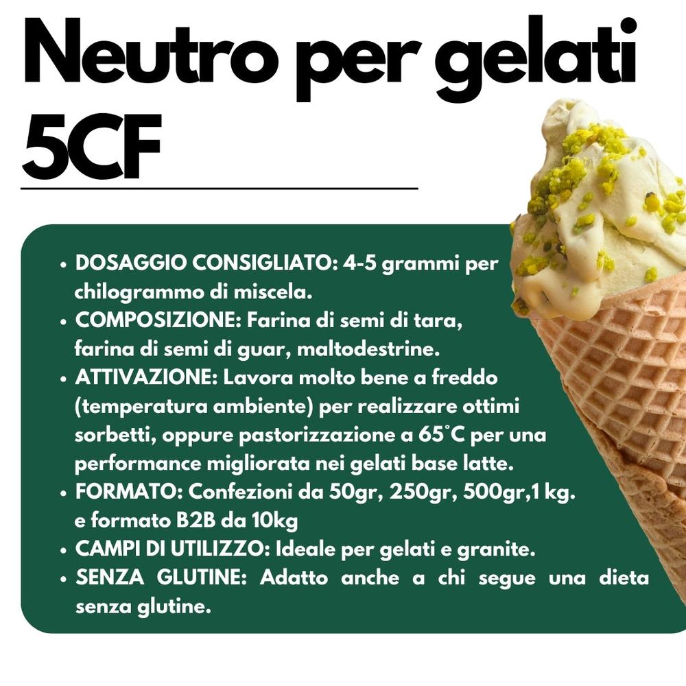 Neutro per gelato 5CF stabilizzante by SaporePuro, ingredienti per gelati and baking, in a white container with product label.