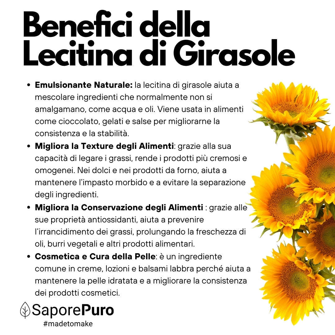 Lecitina di Girasole E322 - De-Oleata - Alternativa alla Soia - GelatoStore