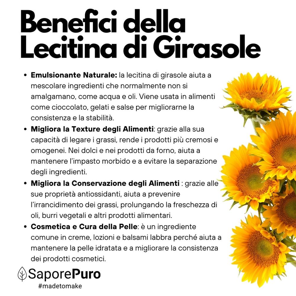 SaporePuro Lecitina di Girasole E322, sunflower lecithin, for cooking and baking, natural ingredient alternative to soy lecithin