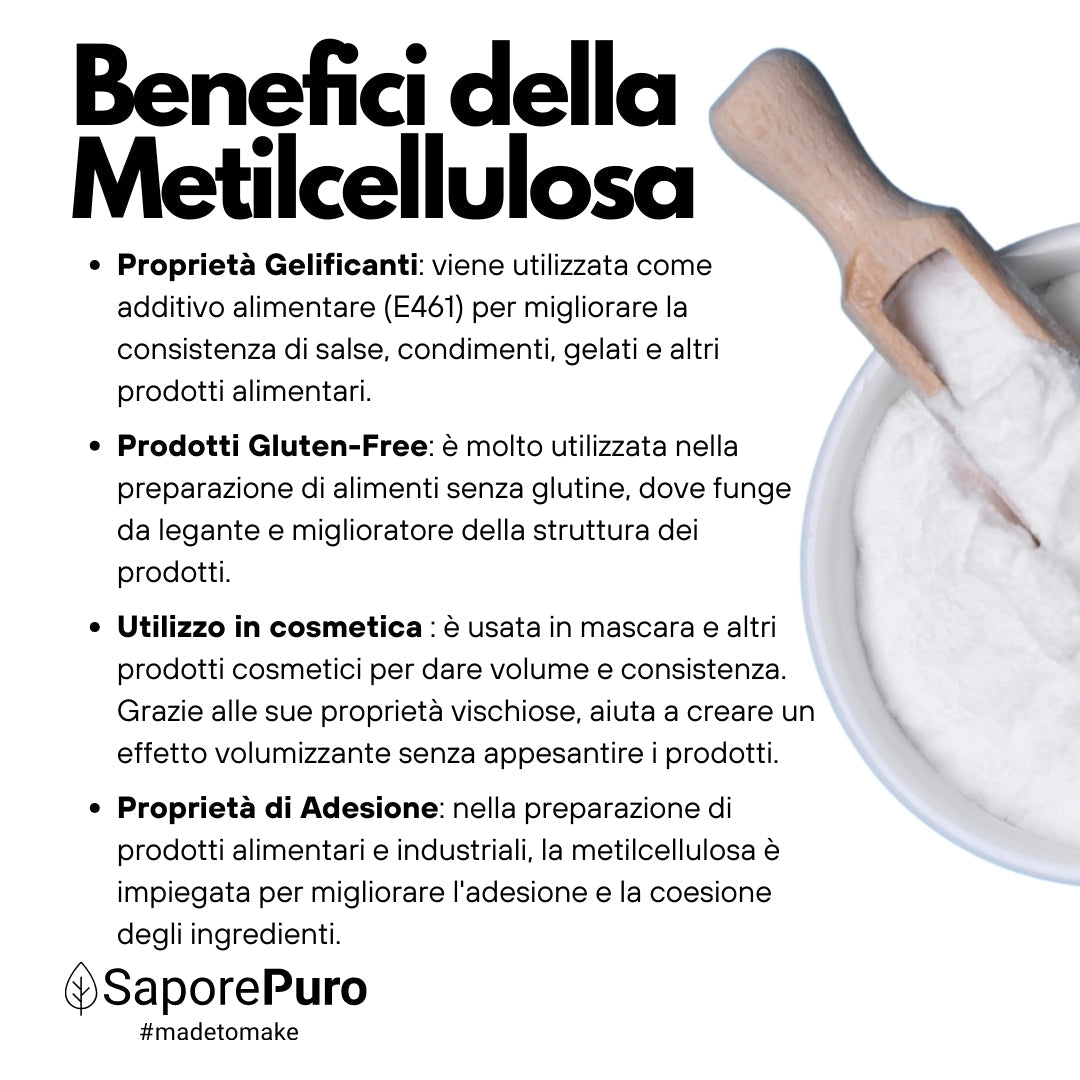 Metilcellulosa Alimentare SaporePuro - Addensante e Gelificante - GelatoStore