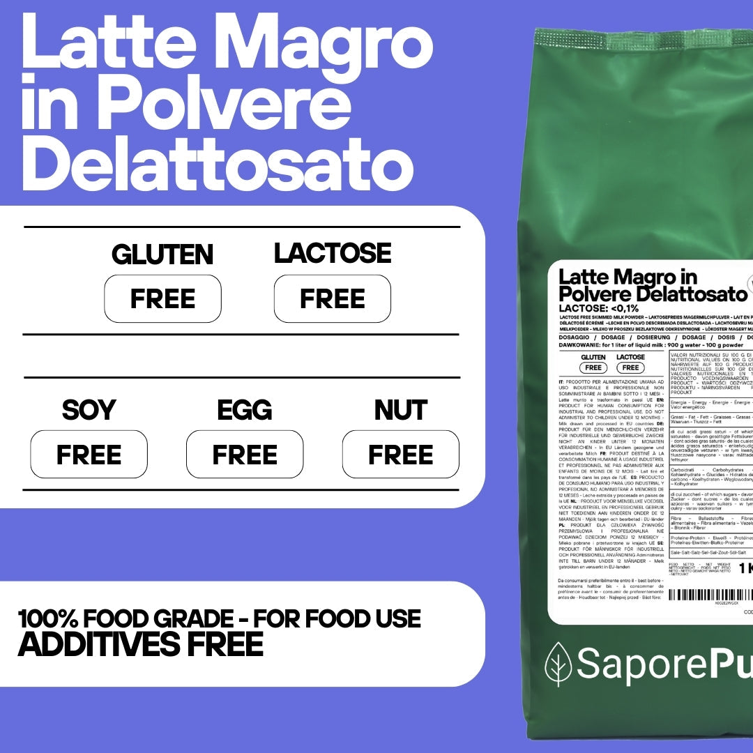 Latte Magro in Polvere DELATTOSATO -  Latte in Polvere senza lattosio per Gelati e cucina. - GelatoStore