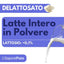 Latte intero in polvere delattosato SaporePuro, ideale per gelati e cucina, con aspetto in polvere bianca fine.
