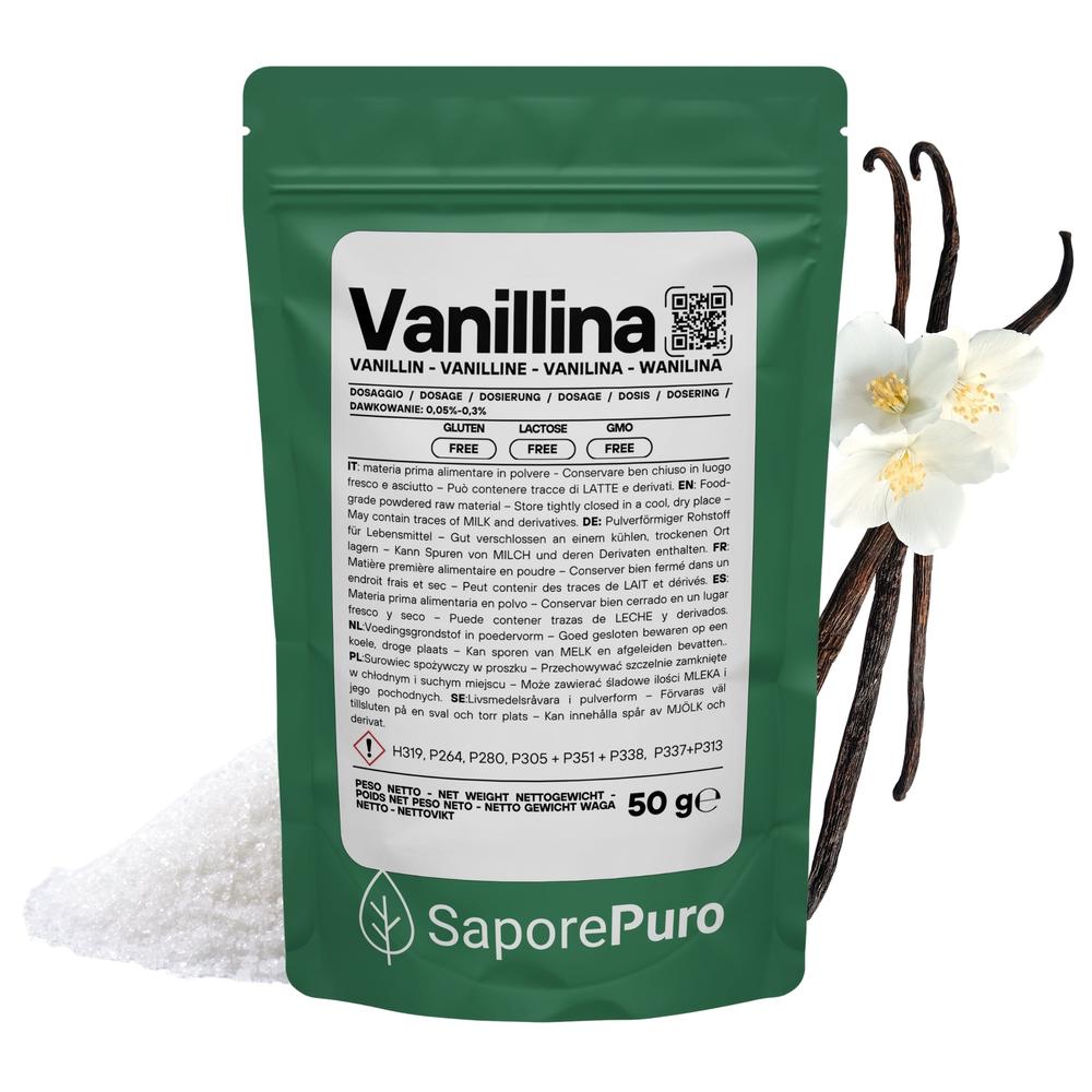 Pure vanilla aroma from SaporePuro, showcasing vanilla beans and aromatic extracts in a clear container.