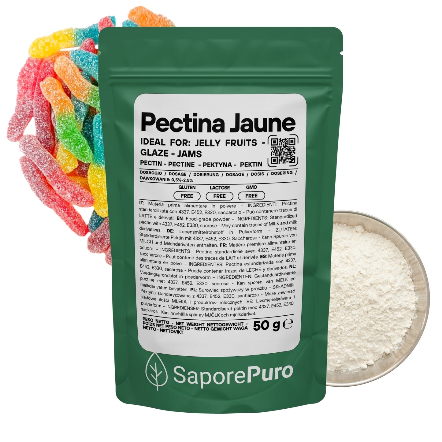 Pectina Gialla (Jaune) SaporePuro - Gelatine di Frutta, Marmellate, Gel Spessi - GelatoStore