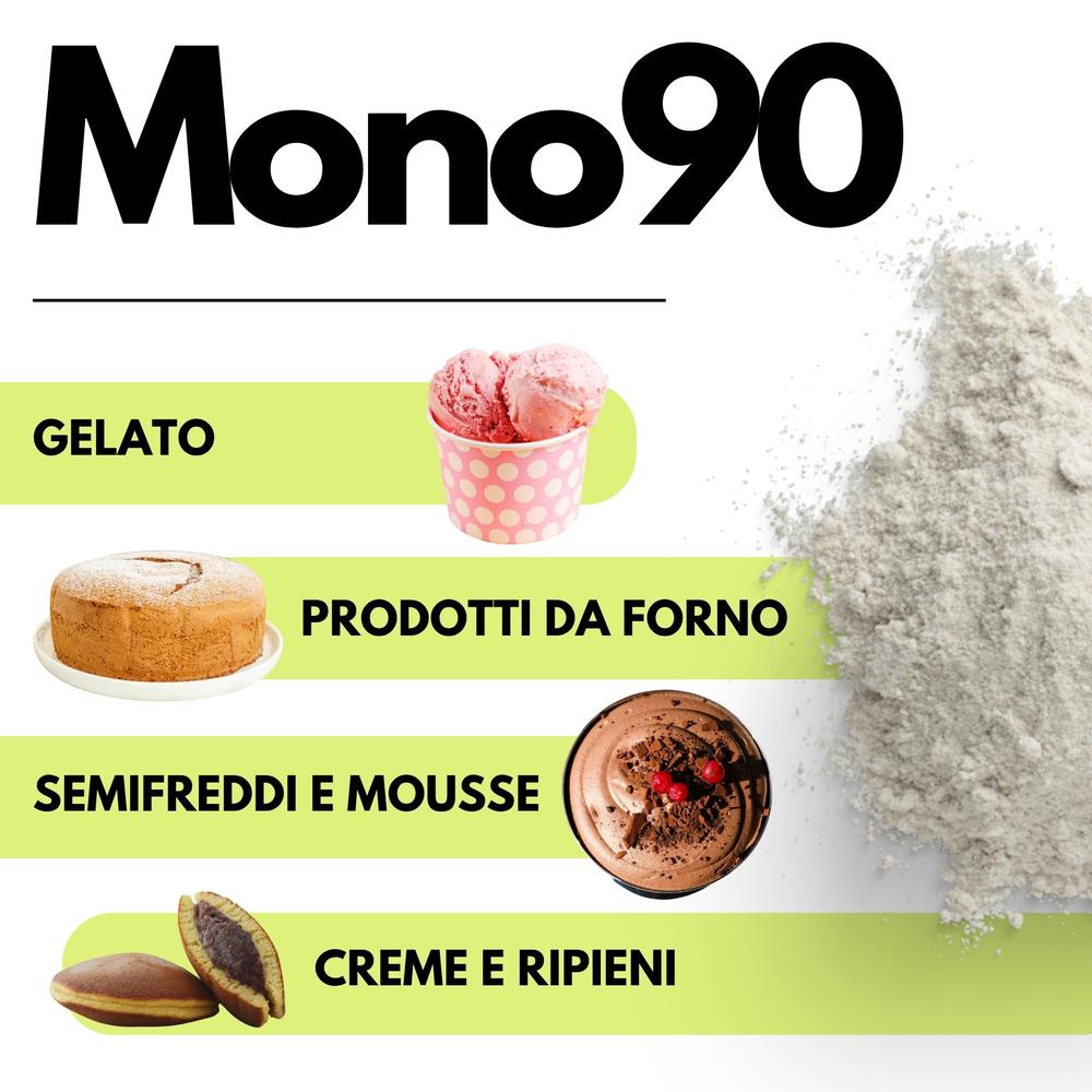 Mono90 Mono e Digliceridi degli Acidi Grassi E471 emulsionante, in a clear container, used as food additive in processing.