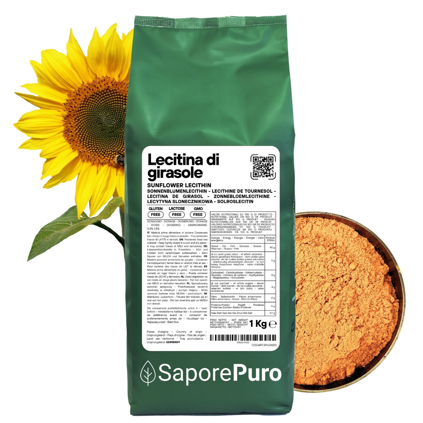 Lecitina di Girasole E322 - De-Oleata - Alternativa alla Soia - GelatoStore