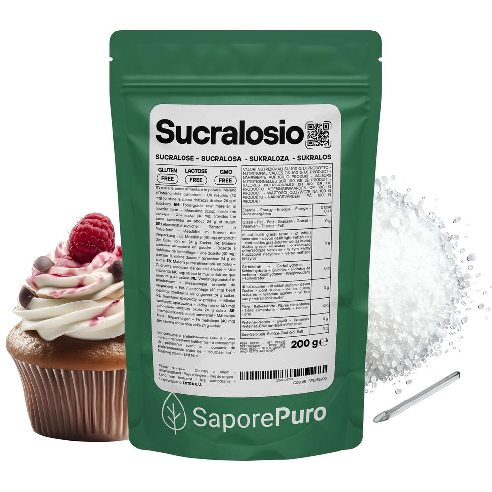 SaporePuro Sucralosio Puro in Polvere – Dolcificante Senza Calorie – Gluten Free – Ideale per Dolci, Bevande e Preparazioni Alimentari