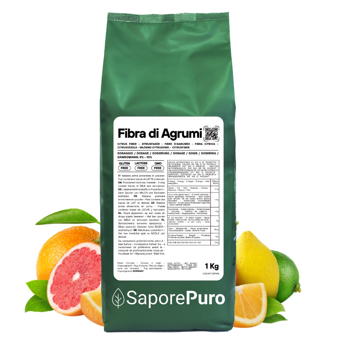 Fibra di Agrumi - Addensante Clean Label per Gelato senza "E" - Ex Fibra di Limone - SaporePuro