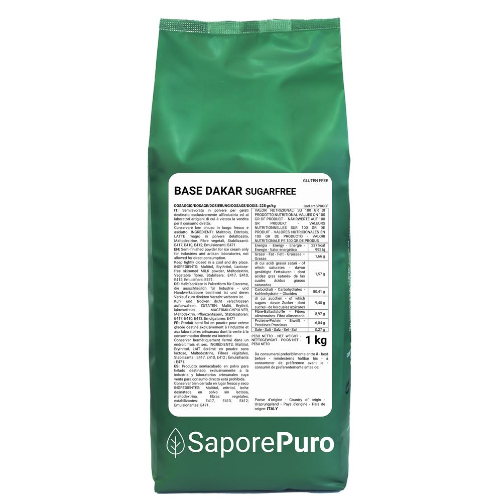 Base Dakar SugarFree - 1Kg - Base per Gelato senza zucchero saccarosio a basso indice glicemico