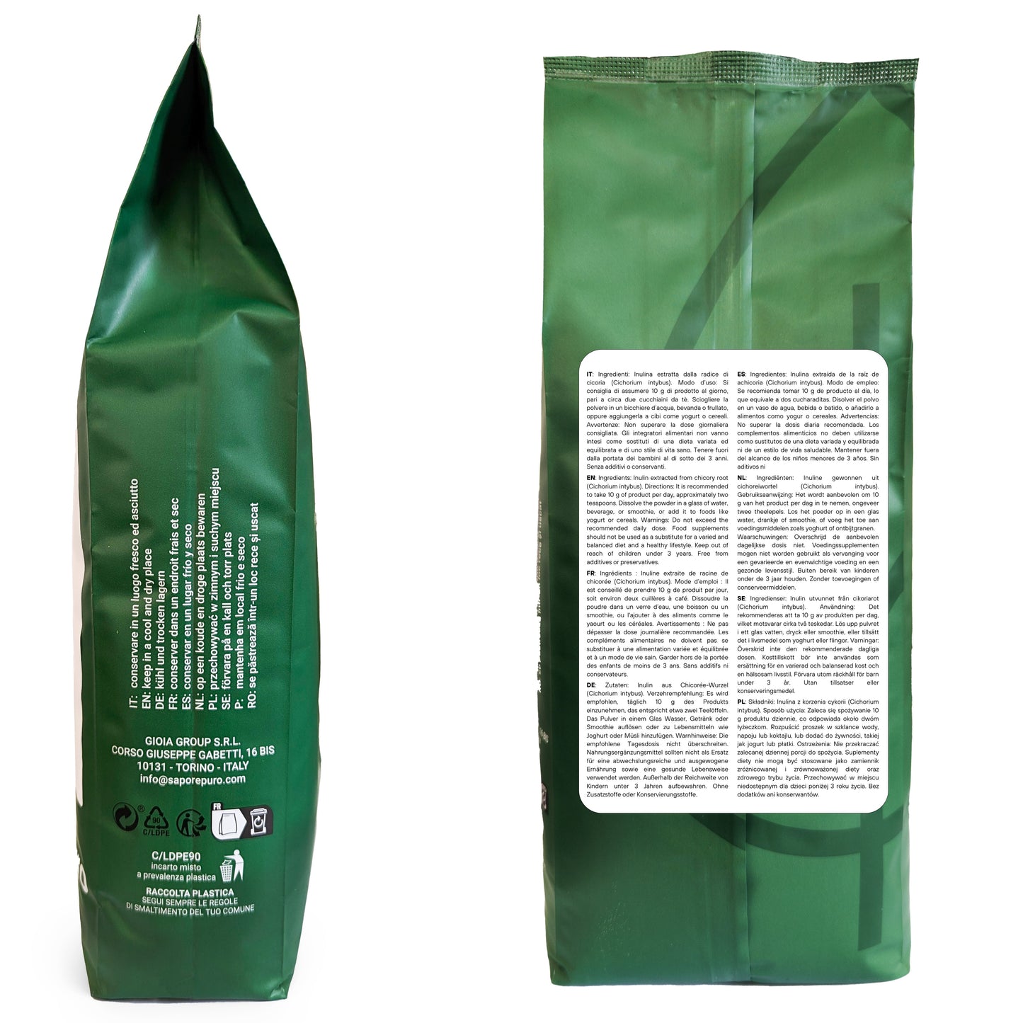 Inulina FeelGood BIG - Fibra Solubile Basso IG - Prebiotica e Solubile - GelatoStore