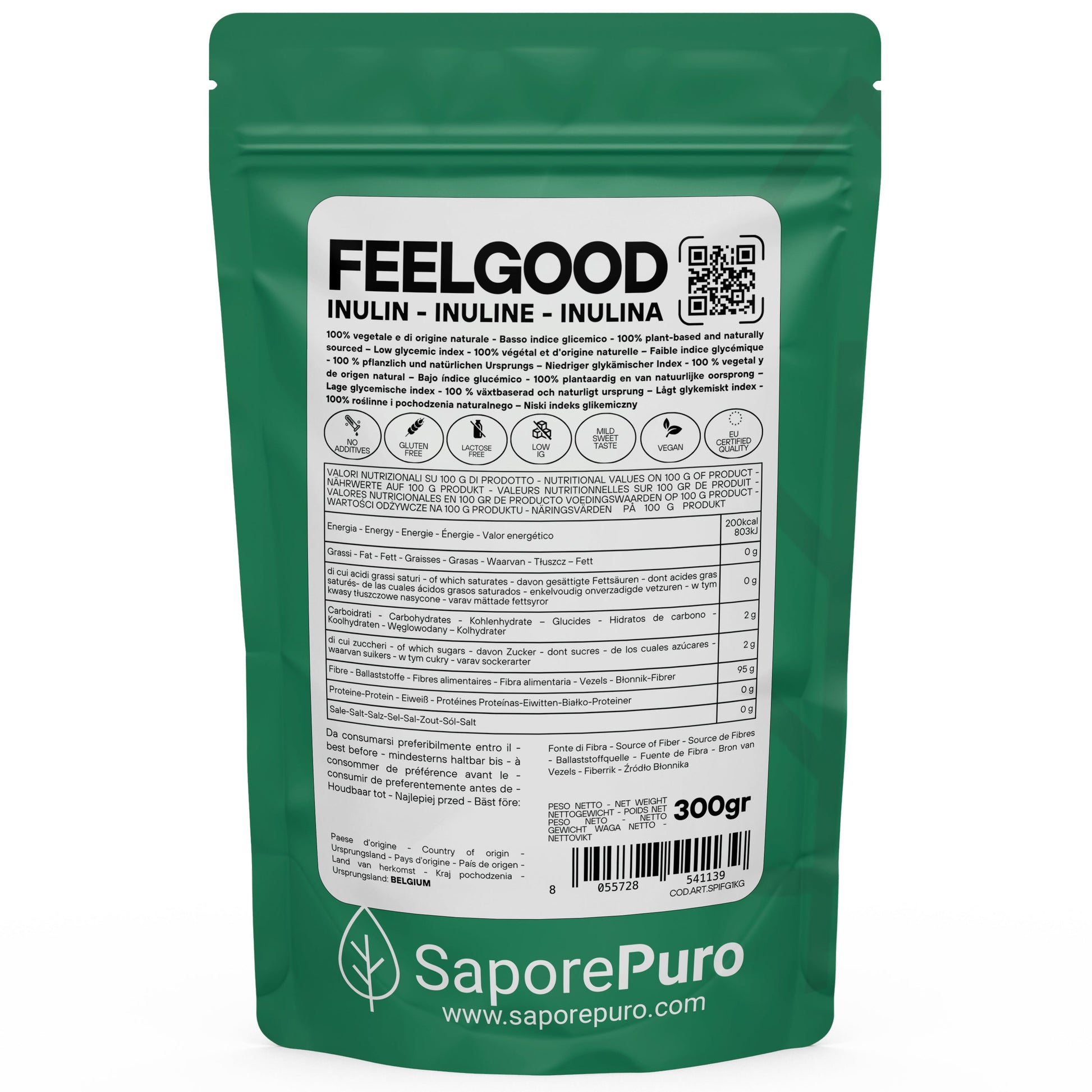 Inulina FeelGood BIG - Fibra Solubile Basso IG - Prebiotica e Solubile - GelatoStore