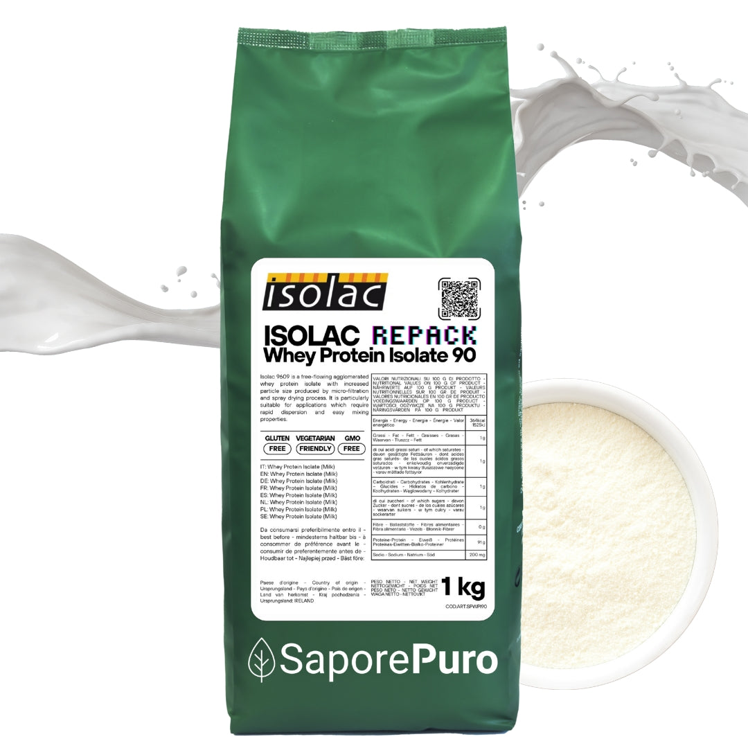 ISOLAC 9609 Aggl. -  Proteine Isolate del Latte Performanti - Riconfezionate -  90% di parte proteica - 1kg - Per Gelato e Pasticceria - GelatoStore