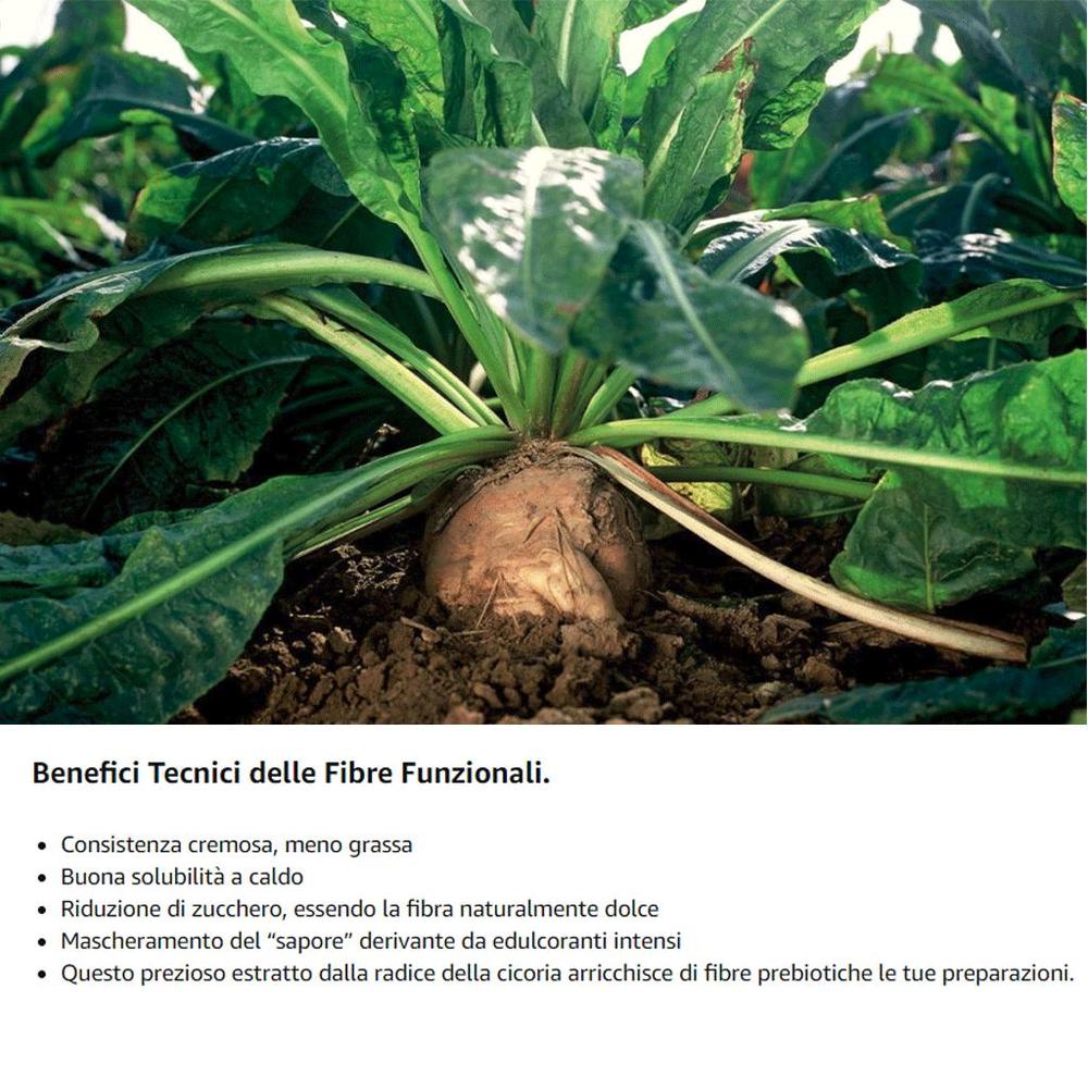 Polvere di inulina a catena lunga SaporePuro, 150g, origine Europa, mostrata in un contenitore con etichetta bianca.