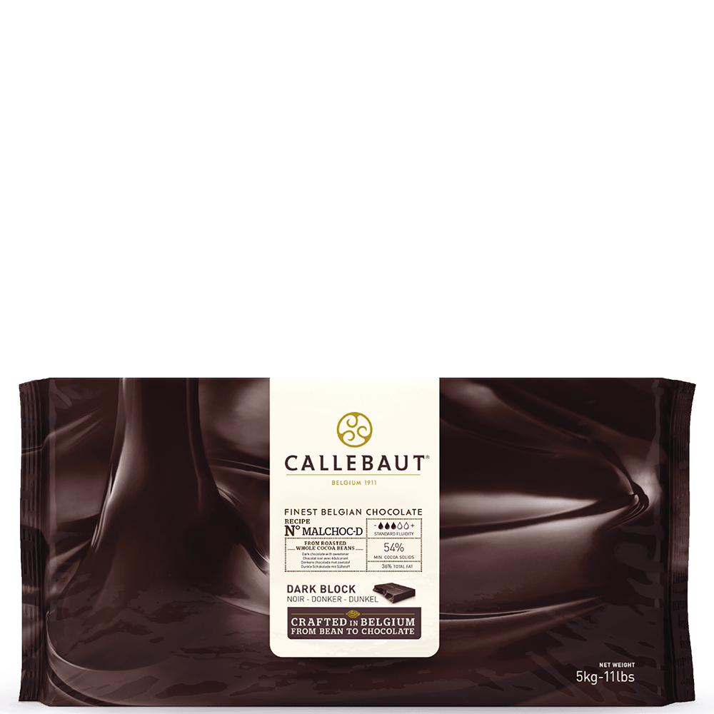 Copertura al cioccolato Callebaut MALCHOC-D senza zucchero aggiunto, 5kg, con maltitolo, ideale per dolci e dessert.