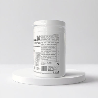 Liquid food additive Acido Lattico Liquido Alimentare by SaporePuro, shown in a clear container with a white label.