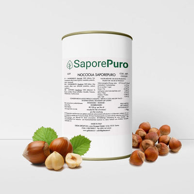 SaporePuro Pasta Nocciola Italiana, 1kg, medium dark roast, with toasted hazelnut flavor and rich brown color.