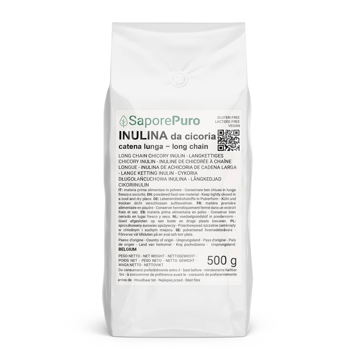 Inulina a catena lunga in polvere pura - 500gr - Origine Europa - SaporePuro