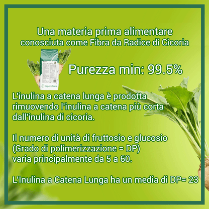 Inulina a catena lunga in polvere pura - 500gr - Origine Europa - SaporePuro