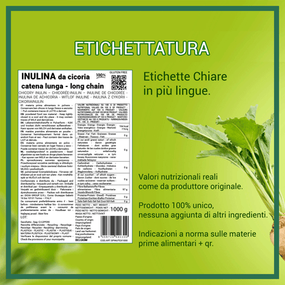 Inulina a catena lunga in polvere pura - 250gr - Origine Europa - SaporePuro