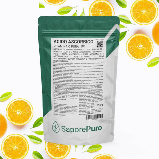 Acido Ascorbico - Vitamina C - (E300) - 250gr - Confezionato in Italia - SaporePuro