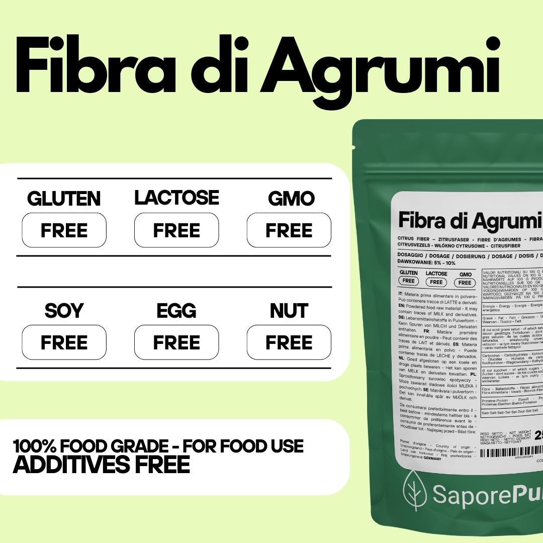 Fibra di Agrumi - Addensante Clean Label per Gelato senza "E" - Ex Fibra di Limone - SaporePuro