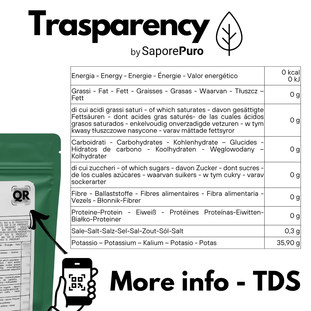 Potassio Citrato - Citrato di Potassio - 200gr - Origine GERMANIA - Sostituto del Sale - SaporePuro