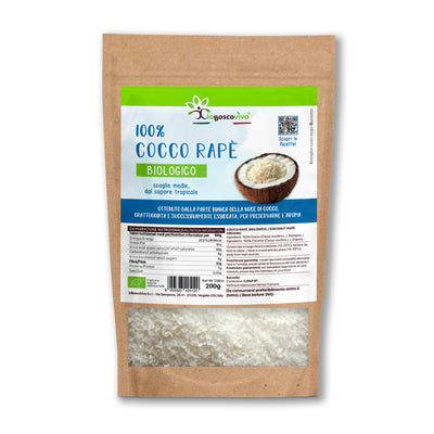 100% Cocco grattugiato a scaglie BIO - 200g Ideale per Dieta Chetogenica - GelatoStore