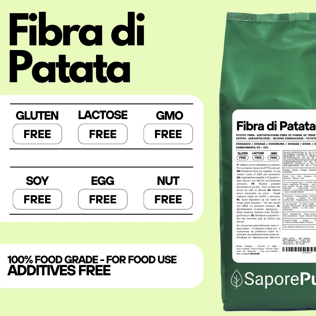 Fibra di Patata - 1kg - Gluten Free - Origine Belgio- ideale per panificazione e prodotti da forno - SaporePuro