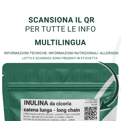 Inulina a catena lunga in polvere pura - 150gr - Origine Europa - SaporePuro