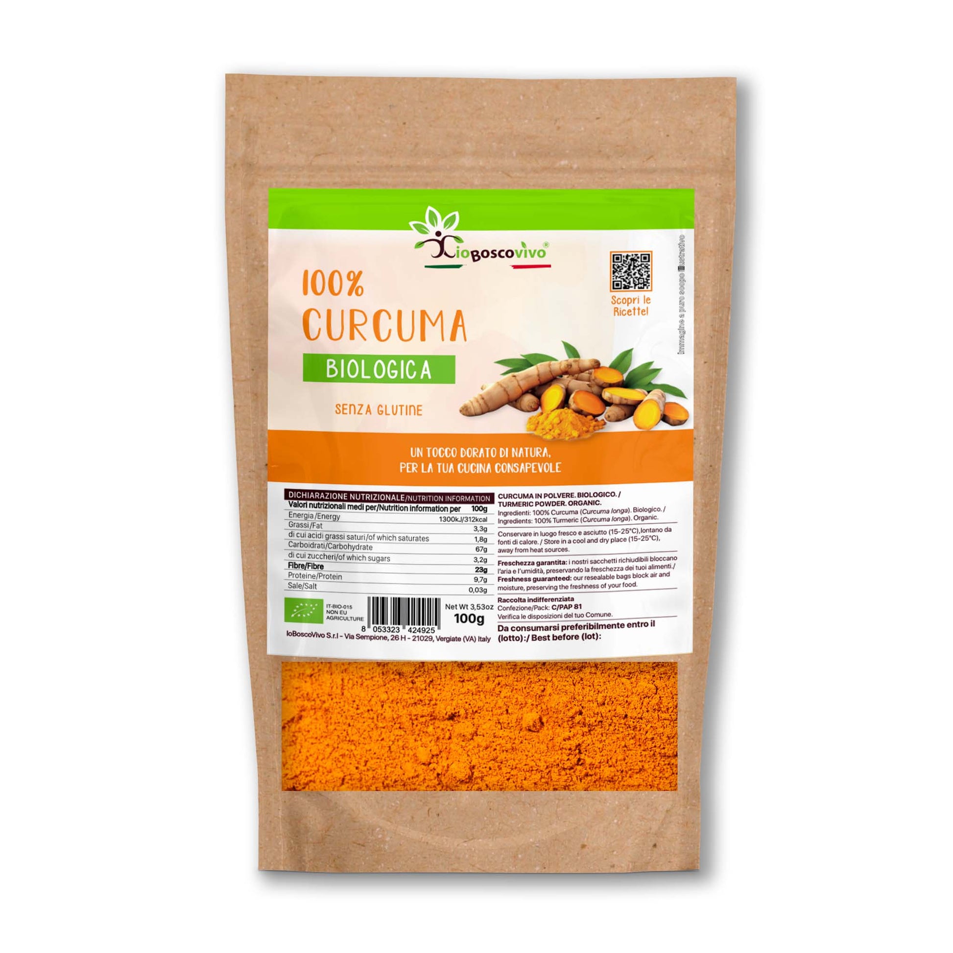 100% Curcuma in polvere BIO - 100g - GelatoStore