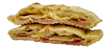 Schiacciata (focaccia) ripiena con prosciutto cotto e mozzarella (n.2 per confezione) - GelatoStore
