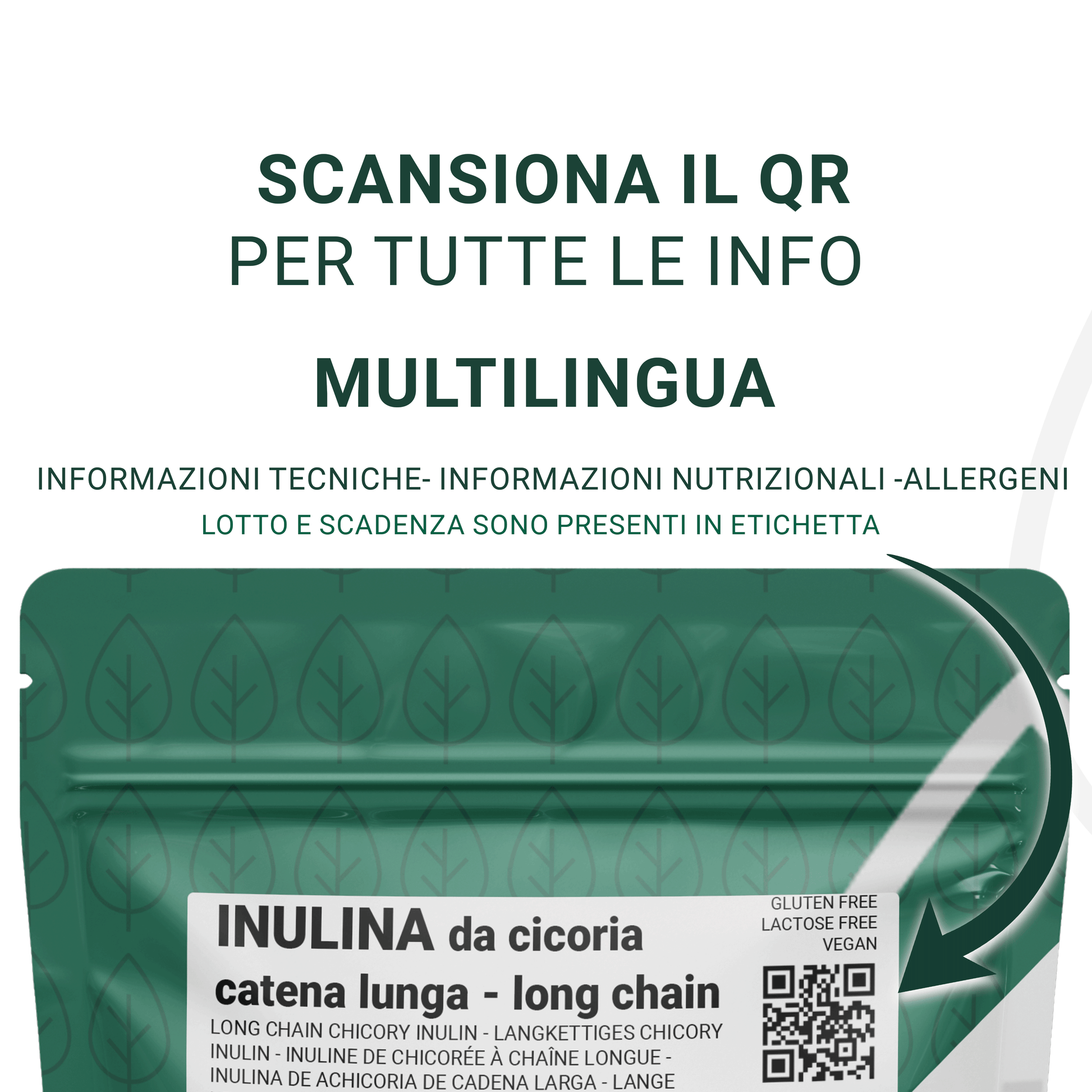 Inulina a catena lunga in polvere pura - 150gr - Origine Europa - SaporePuro