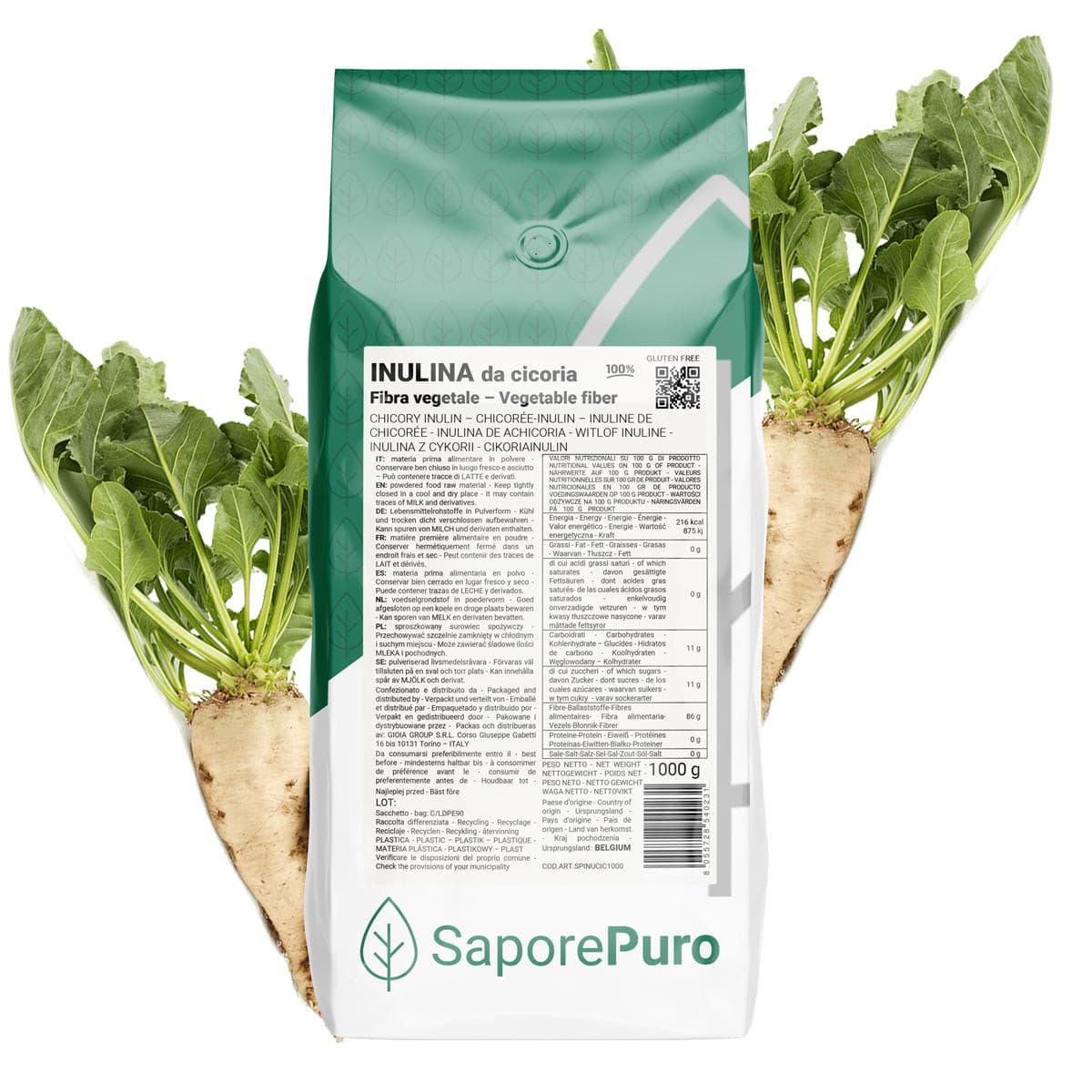 Inulina a Catena Corta in polvere - Confezione da 2kg - Origine Belgio - SaporePuro